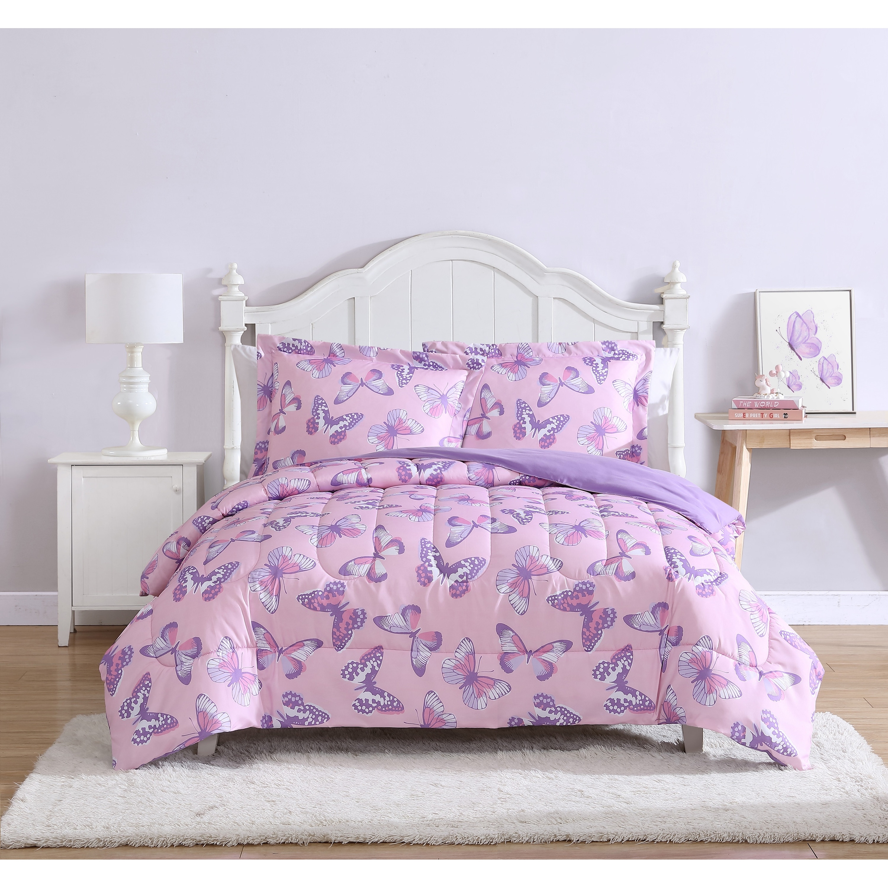 ALEX + BELLA Magical Butterfly Pink Purple Ultra Soft Microfiber